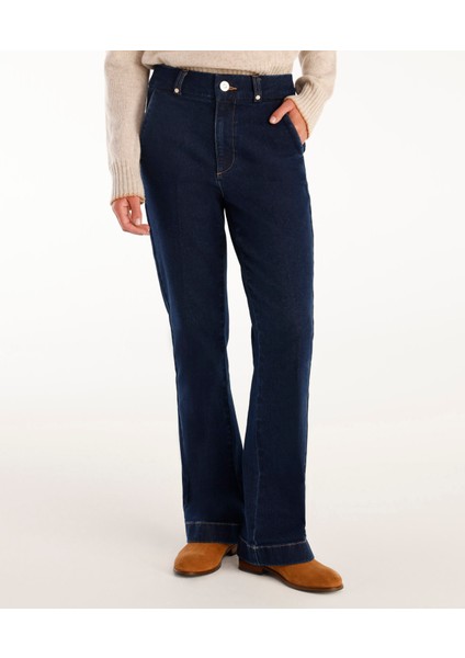 Yüksek Bel Bootcut Denim Pantolon