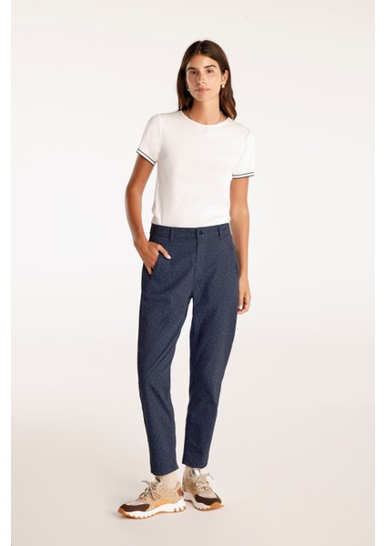 Fleto Cepli Yüksek Bel Dar Kesim Pantolon