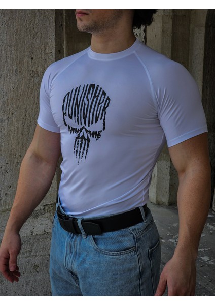 Punisher - Compression T-Shirt (Beyaz)