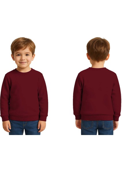 Unisex Düz Baskısız Çocuk Sweatshirt 3 Iplik Şardonlu Kumaş
