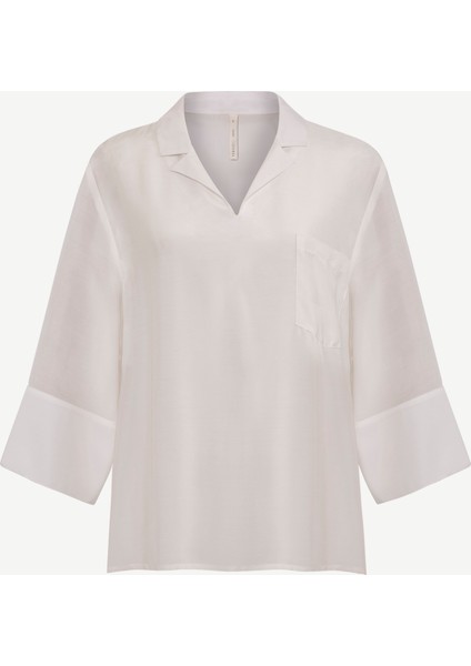 Regular Gömlek Yaka 3/4 Kol Bluz