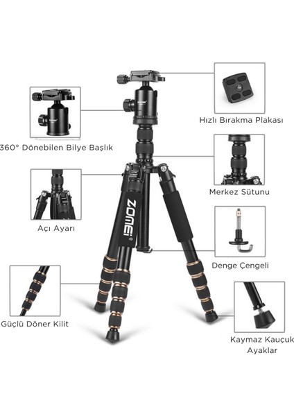 Z669 Magnezyum-Alüminyum Alaşımlı Tripod/monopod- Telefon Tutucu-Çanta ve Bluetooth Kumanda Ile modelleri