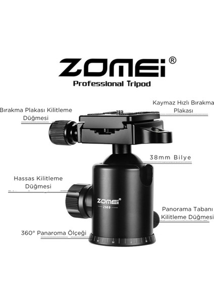 Z669 Magnezyum-Alüminyum Alaşımlı Tripod/monopod- Telefon Tutucu-Çanta ve Bluetooth Kumanda Ile