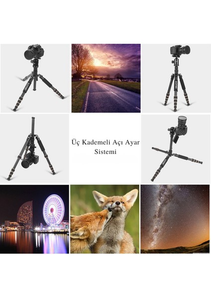 Z669 Magnezyum-Alüminyum Alaşımlı Tripod/monopod- Telefon Tutucu-Çanta ve Bluetooth Kumanda Ile