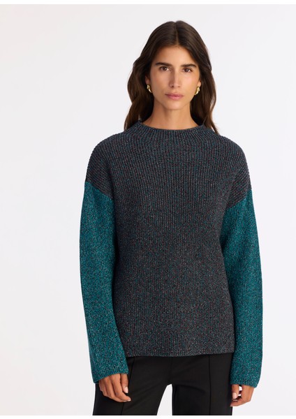 Geniş Yarım Balıkçı Yaka Uzun Kol Kazak