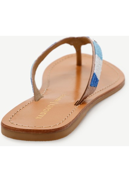 Boncuk Işlemeli Parmak Arası Deri Terlik