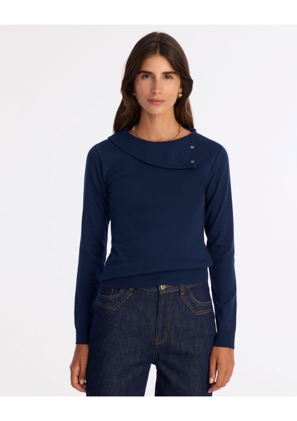 Regular Kayık Yaka Uzun Kol Kazak