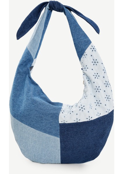 Patch Denim Kumaş Omuz Çantası