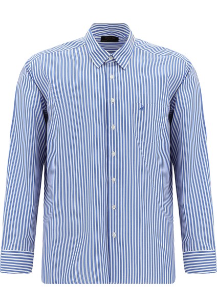 Uzun Kol Klasik Çizgili Pamuk Gömlek