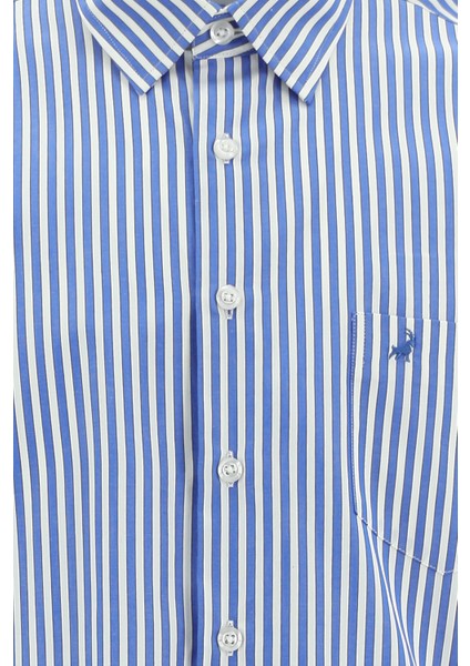 Uzun Kol Klasik Çizgili Pamuk Gömlek