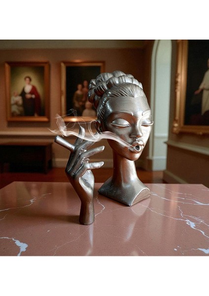 El Yapımı Gümüş Kadın Büst Geri Akış Tütsülük – Dekoratif Biblo ve Ev Aksesuarı