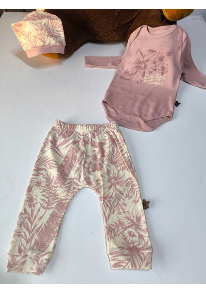 Erkek-Kız Bebek Omuz Genişletmeli Çıtçıtlı Body Pijama Bere Takımı, %100 Pamuk , 3-6-9 Ay fiyatları