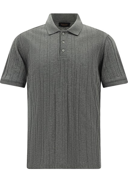 Slim Fit Dar Kesim Merserize Pamuk Desenli Polo Yaka T-Shirt