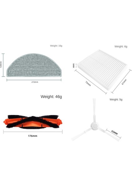Xiaomi Robot Vakum E10 B112 / E12 Vakum Yedek Parçalar Aksesuarlar Ana Yan Fırça Hepa Filtre Mop Bezi (Yurt Dışından)