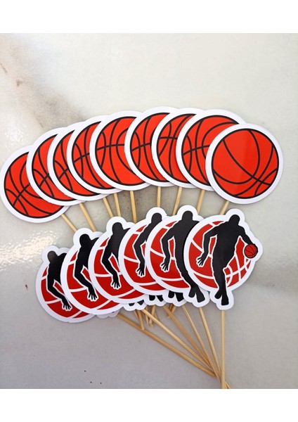 34 Parça Basketbol Konsept Sporcu Basket Dev Set Doğum Günü Süsü Banner Pasta Kürdanı Cupcake Kürda fırsatları