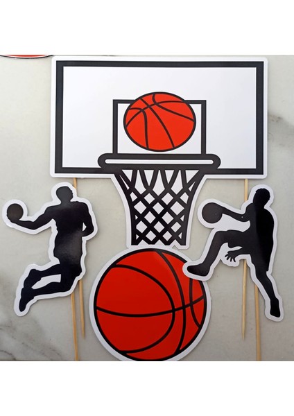34 Parça Basketbol Konsept Sporcu Basket Dev Set Doğum Günü Süsü Banner Pasta Kürdanı Cupcake Kürda indirimleri