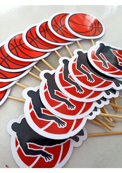 34 Parça Basketbol Konsept Sporcu Basket Dev Set Doğum Günü Süsü Banner Pasta Kürdanı Cupcake Kürda