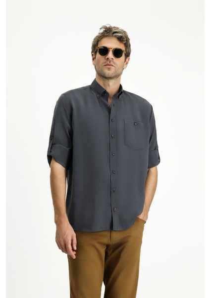 Uzun Kol Regular Fit Düğmeli Yaka Spor Gömlek modelleri