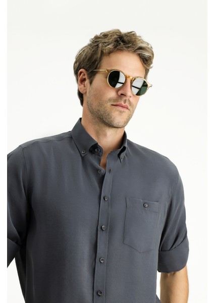 Uzun Kol Regular Fit Düğmeli Yaka Spor Gömlek fırsatları