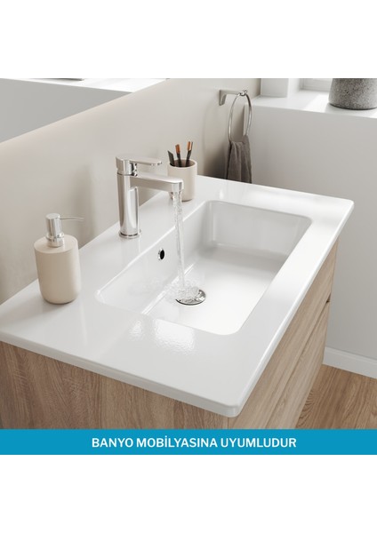 Sistema T-Flat Slim Ince Formlu Lavabo 81 x 46,5 cm Beyaz modelleri