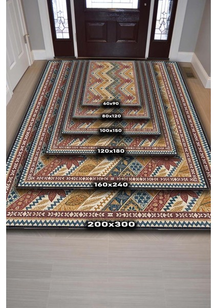 Çiçekli Mozaik Desenli Canlı Renkli Vintage Salon Halısı, Modern Yorumlu Rustik Halı fırsatları