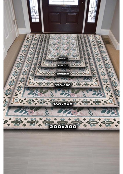 El Çizimi Çiçek Desenli Yıkanabilir Oturma Odası Halısı, Ferah Salon Halısı, Tamamlayıcı Pastel Oda Dekoru Halısı fırsatları