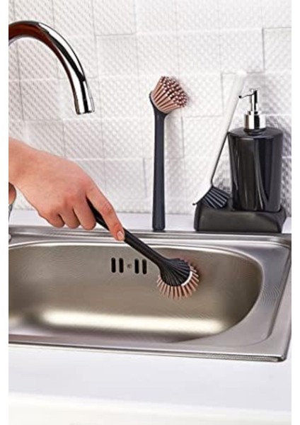 Renkli Silikon Fırçalı Mutfak ve Banyo Sabunluk Seti modelleri