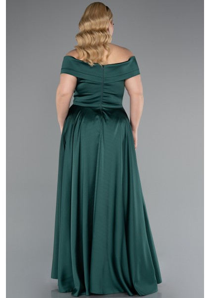 Kayık Yaka Uzun Saten Büyük Beden Abiye ABU2355 fiyatları