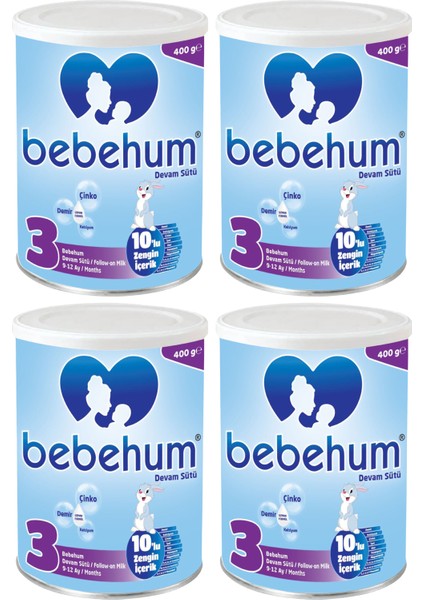 Teneke 3 Devam Sütü 400 gr 9-12 Ay X4 Adet