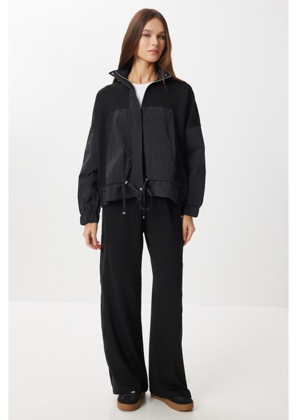 Dik Yaka Paraşüt Garnili Modal Takım LBY0028 Siyah fiyatları