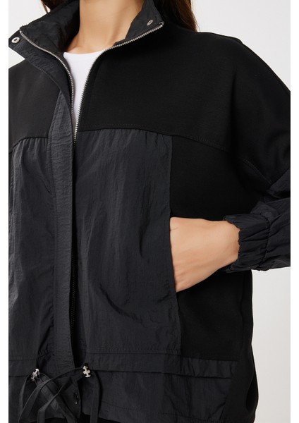 Dik Yaka Paraşüt Garnili Modal Takım LBY0028 Siyah fırsatları