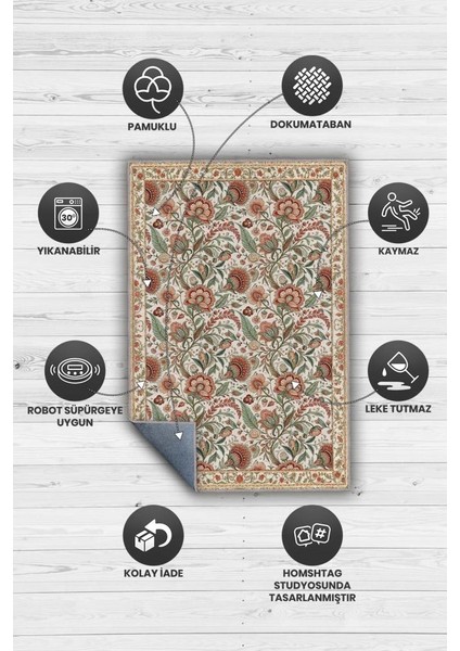 Çiçek Desenli Yatak Odası Halısı, Klasik Tarz Yeşil Kırmızı Halı, Vintage Ev Dekoru, Yıkanabilir Dokuma Pamuk Tabanlı Kaymaz Tabanlı Halı fırsatları