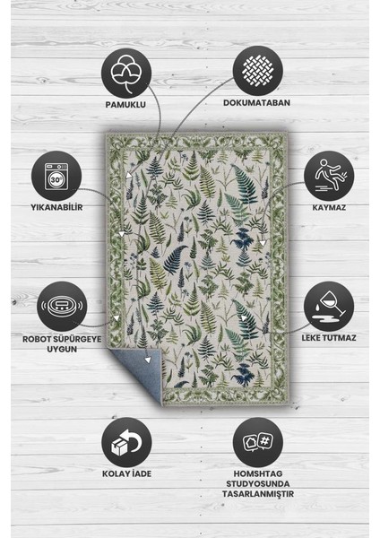 Aşk Merdiveni Desenli Krem ve Yeşil Halı, Bordürlü Kır Evi Halısı modelleri