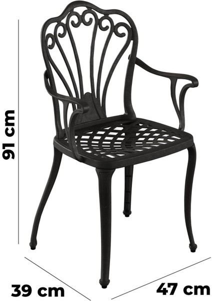 Istanbul Masa Takımı Ø60 cm Yuvarlak Masa + 2 Adet Istanbul Koltuk Ferforje Görünümlü Set