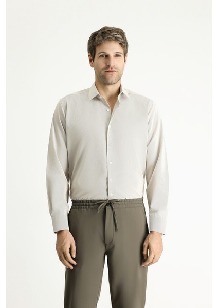 Uzun Kol Klasik Çizgili Pamuklu Kolay Ütülenebilir Gömlek modelleri