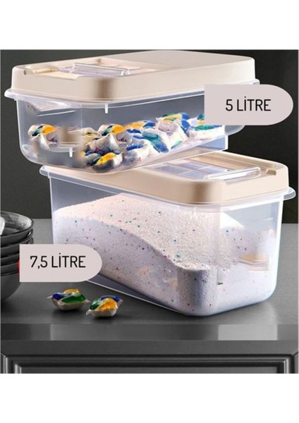 Çok Renkli Tablet ve Deterjan Saklama Kutuları, 5 ve 7.5 Lt, Şık ve Kullanışlı