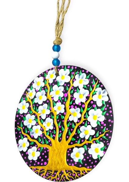 Şans ve Koruma Getiren El Boyaması Ahşap Nazarlık – 20 cm Çapında-Model-7