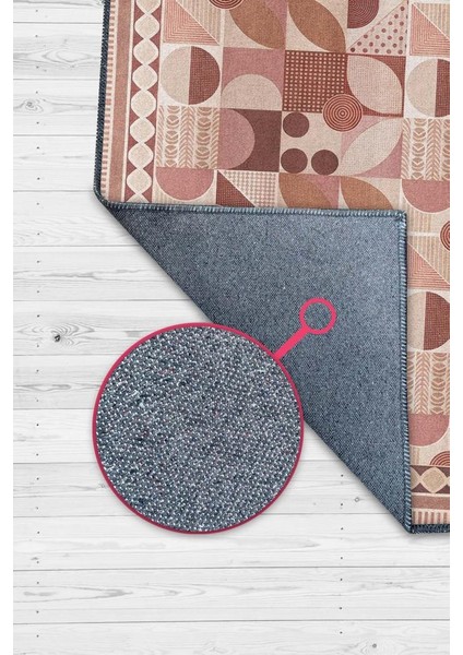 Modern Tarz Geometrik Desenli Halı, Soluk Pembe Mid-Century Halı, Minimal Ev Dekoru Için Yıkanabilir Halı fiyatları