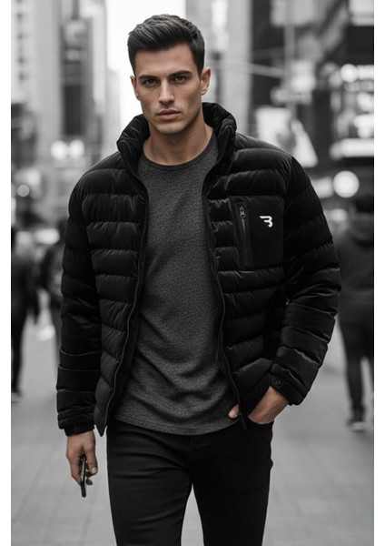 Burnyy Parlak Nova Kumaş Dik Yaka Slim Fit Şişme Erkek Mont fiyatları