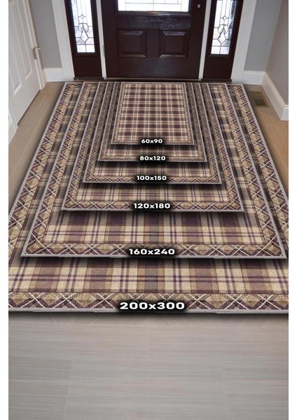 Yıkanabilir Dokuma Pamuk Tabanlı Kaymaz Tabanlı Salon Halısı, Rustik Damalı Halı, Ekose Halı fırsatları