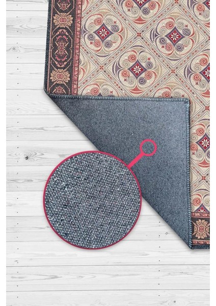 Bordürlü Vintage Tarz Barok Halı, Yıkanabilir Dokuma Pamuk Tabanlı Kaymaz Tabanlı Halı fiyatları