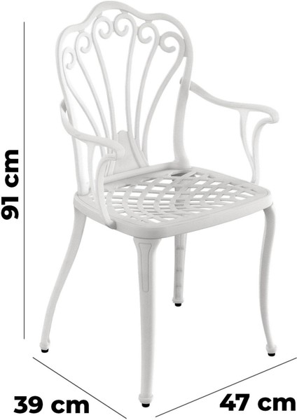 Istanbul Masa Takımı Ø75 cm Yuvarlak Masa + 3 Adet Istanbul Koltuk Ferforje Görünümlü Set