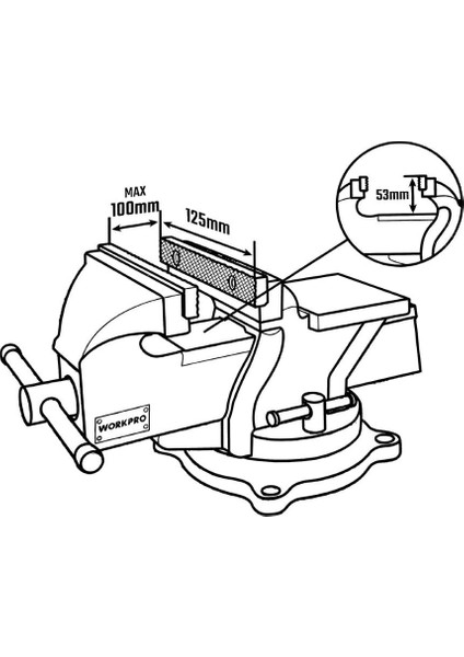 WP233006 125MM 360° Döner Tabanlı Örslü Profesyonel Tezgâh Mengene modelleri