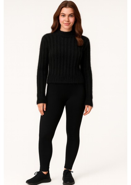 Puf Dokulu Patikka Örgü Yumuşak Kadın Kazak – Yumoş Bisiklet Yaka