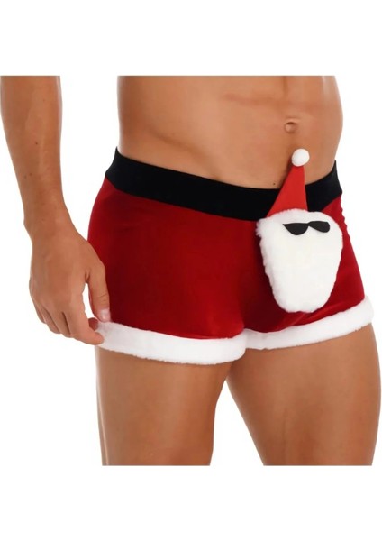 Erkek Kırmızı Kadife Noel Baba Figürlü Yılbaşı Boxer fiyatları