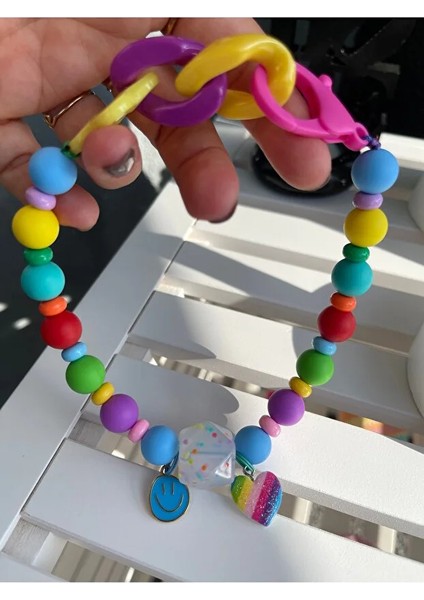 Sevimli Gülen Yüzlü Charmı ile Gökkuşağı Köpek Kolyesi / Tasması modelleri