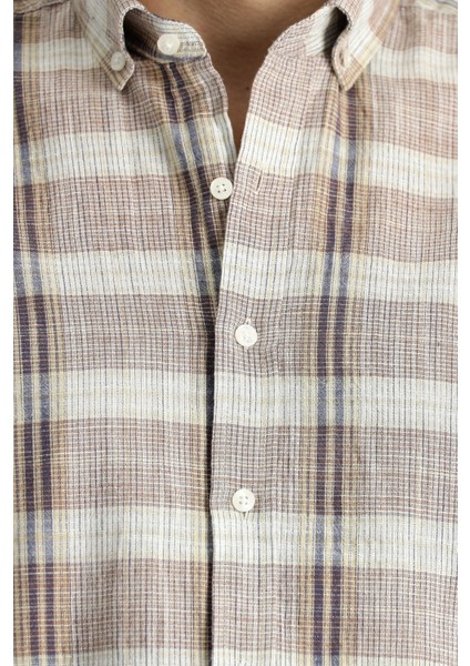 Kısa Kol Regular Fit Ekose Spor Pamuk Düğmeli Yaka Gömlek indirimleri