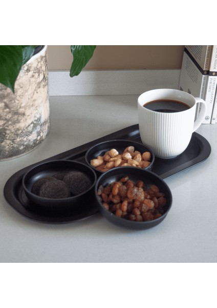 Home 3'lü Çerezlik ve Sunumluk Tepsi Seti - Mat Siyah