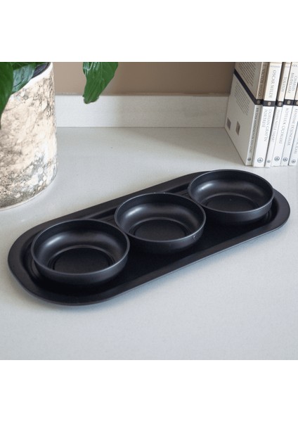 Home 3'lü Çerezlik ve Sunumluk Tepsi Seti - Mat Siyah modelleri