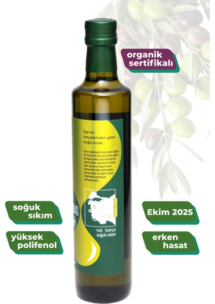 Organik Soğuk Sıkım Erken Hasat Zeytinyağı 500 ml – Yumuşak Içimli, Hassas Tüketimlere Uygun fiyatları